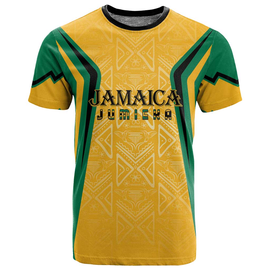 Afro-Jamaica Custom T shirt Golden Ethnic Motifs LT7
