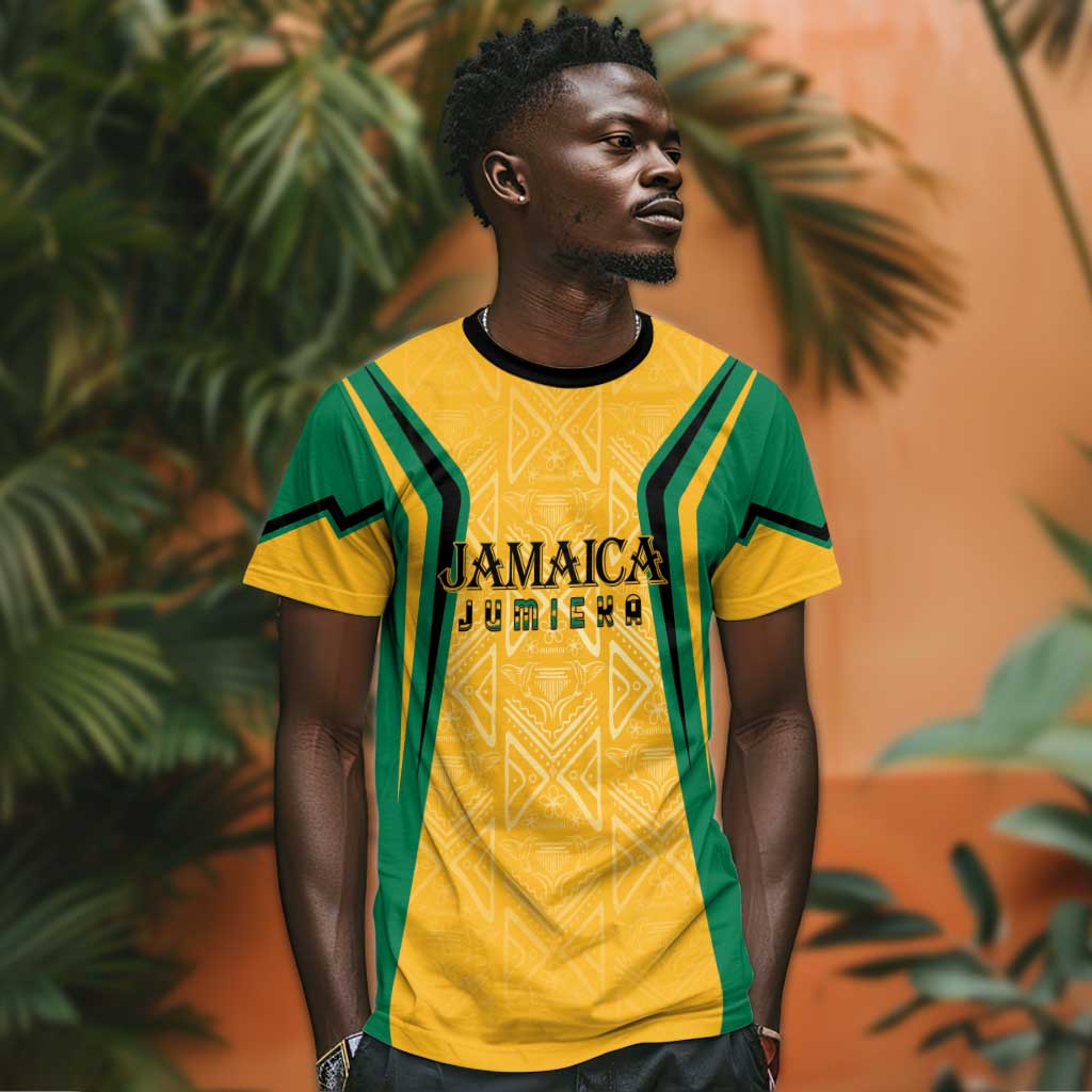 Afro-Jamaica Custom T shirt Golden Ethnic Motifs LT7