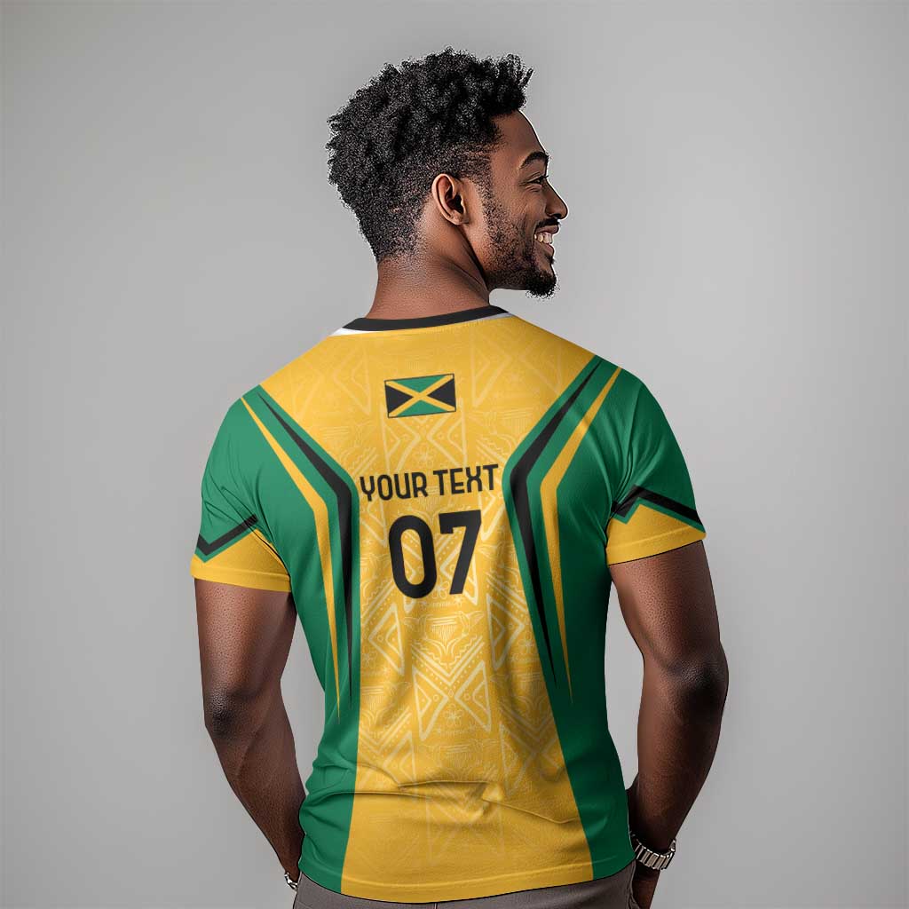 Afro-Jamaica Custom T shirt Golden Ethnic Motifs LT7