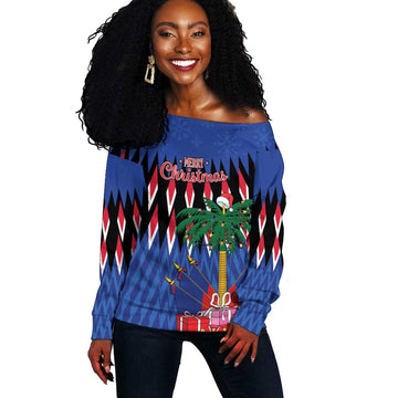 Haiti Afro Christmas Personalized Off Shoulder Sweater Festive Vibes LT7