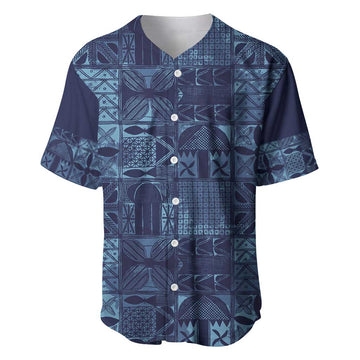 Yoruba Adire Eleko Patterns Baseball Jersey Indigo Vintage LT7