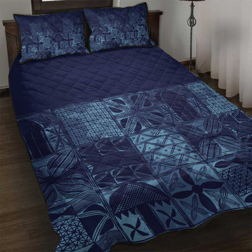 Yoruba Adire Eleko Patterns Quilt Bed Set Indigo Vintage LT7