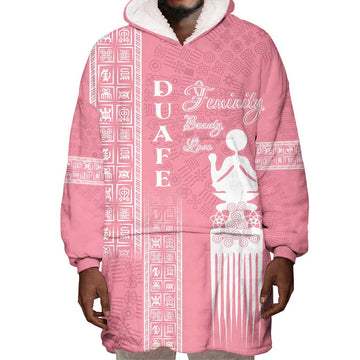 Personalized Adinkra Afro-Akan Culture Wearable Blanket Hoodie Duafe - Women's Day LT7