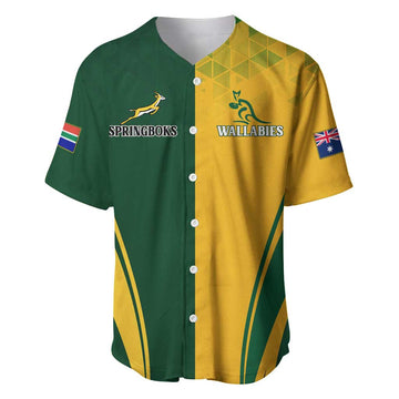 Personalised Australia Mix South Africa Rugby Baseball Jersey Wallabies And Springboks - Champions Special Ver LT7