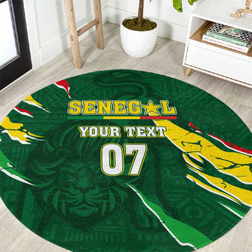 Custom Senegal Football Round Carpet Nations Cup 2024 Tranga Lions LT7