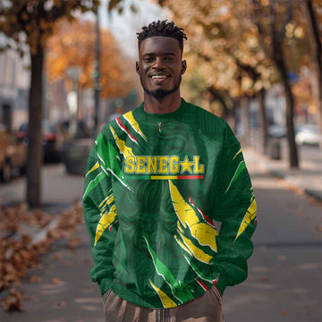 Custom Senegal Football Sweatshirt Nations Cup 2024 Tranga Lions LT7