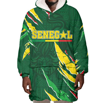 Custom Senegal Football Wearable Blanket Hoodie Nations Cup 2024 Tranga Lions LT7