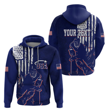 Custom USA Ice Hockey Hoodie Flag Grunge Style LT7