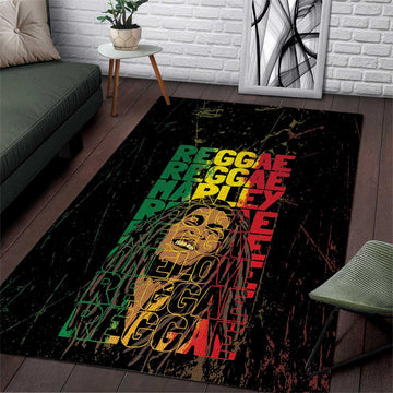 Reggae King Marley Area Rug Typeset Grunge Style LT7