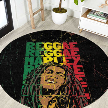 Reggae King Marley Round Carpet Typeset Grunge Style LT7