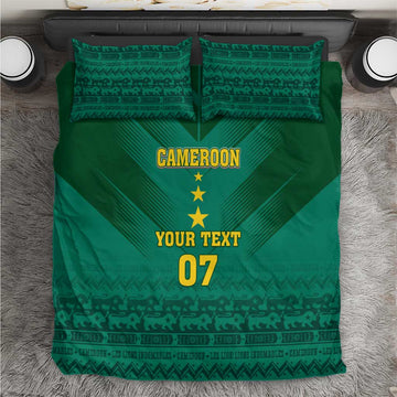 Custom Cameroon Football Bedding Set Nations Cup 2024 Les Lions Indomptables LT7