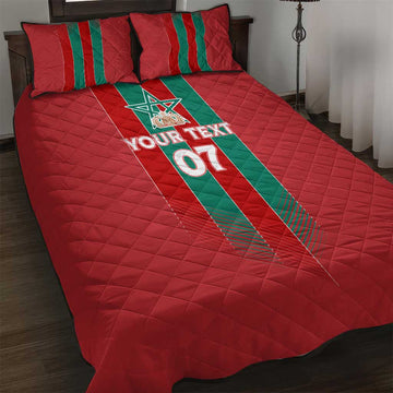 Custom Morocco Football Quilt Bed Set Nations Cup 2024 Atlas Lions LT7