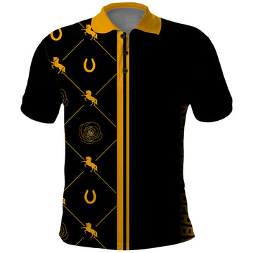 Kentucky Horse Racing Polo Shirt Luxury Black And Gold LT7