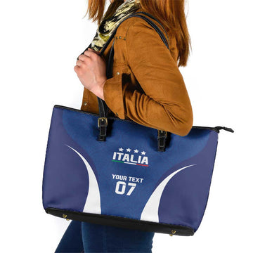 Italy Football 2024 Custom Leather Tote Bag Gli Azzurri - Renaissance Inspired LT7