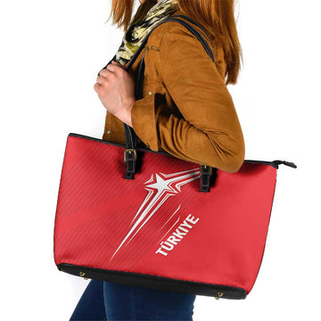 Turkiye Football 2024 Custom Leather Tote Bag Crescent-Stars Basic Style LT7