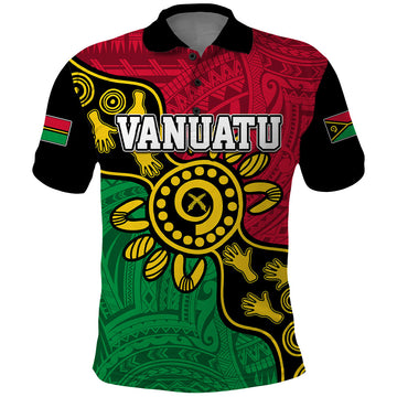 Personalised Vanuatu Polo Shirt Mix Aboriginal Dot Art LT7