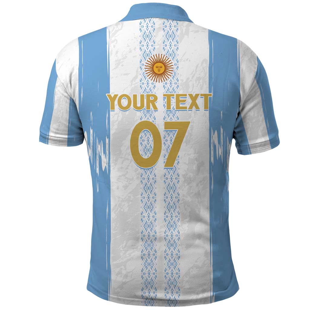 Argentina Football Custom Polo Shirt 2024 Albiceleste Grunge LT7