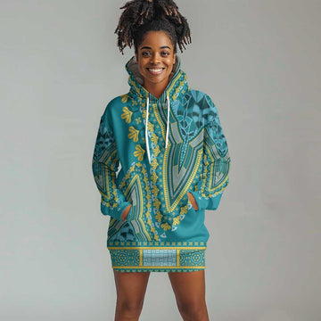 Dashiki Hoodie Dress Luxury Afro - Teal LT7