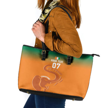 Ivory Coast Football Custom Leather Tote Bag Ivory Elephants - Basic Style LT7