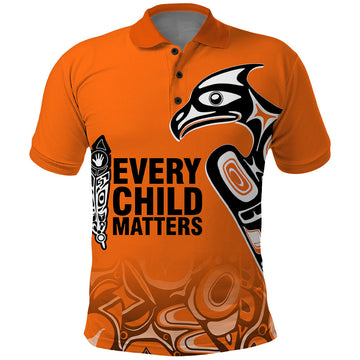 Canada Indigenous Polo Shirt Aboriginal Bird Art - Every Child Matters LT7