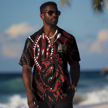 Kenya Personalized Lion Hawaiian Shirt Stylized Maasai Shield LT7