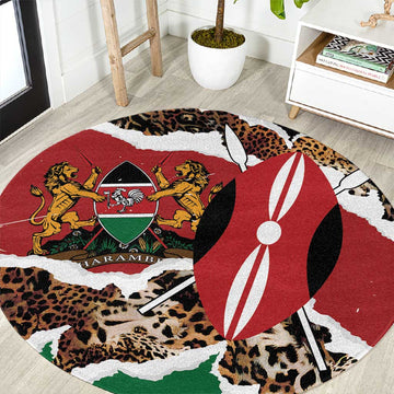 Kenya Round Carpet Mix Animal Skin Pattern Grunge Style LT7