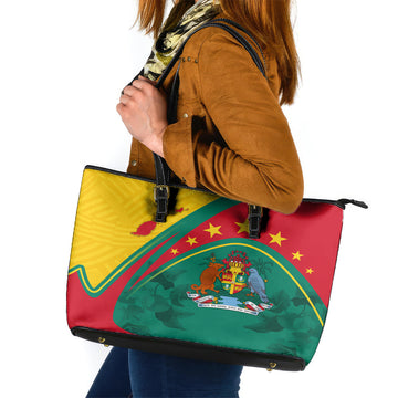 Grenada Leather Tote Bag Stars and Bougainvillea LT7