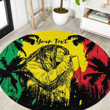 Reggae Soul B.Marley Personalized Round Carpet Tropical Grunge LT7