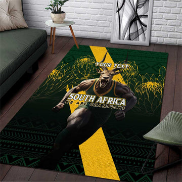 Personalised South Africa Rugby Area Rug Proud Bokke We Are Champions LT7