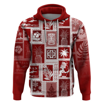 Hawaii Christmas Retro Patchwork Hoodie Red LT7