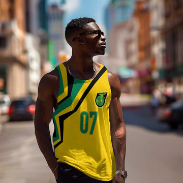 Personalised Jamaica Football Men Tank Top Reggae Boyz Retro WC 1998 Inspired LT7