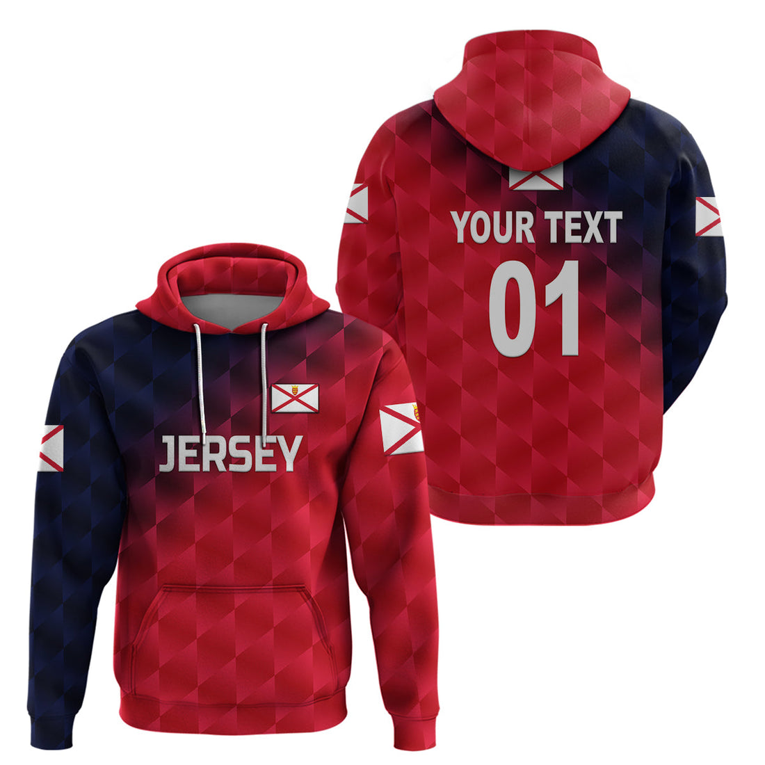 Custom The Bailiwick of Jersey CrickeHoodie Unique Style Red NO.2 LT8
