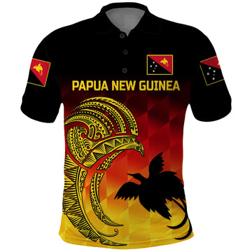 Custom Papua New Guinea Barramundis Cricket Polo Shirt Birds Of Paradise Paradisaea Raggiana Original Gradient Flag Vibes LT8