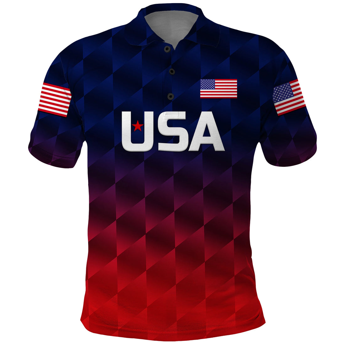 Custom United States National Cricket Polo Shirt Team USA Cricket Gradient Navy Red LT8