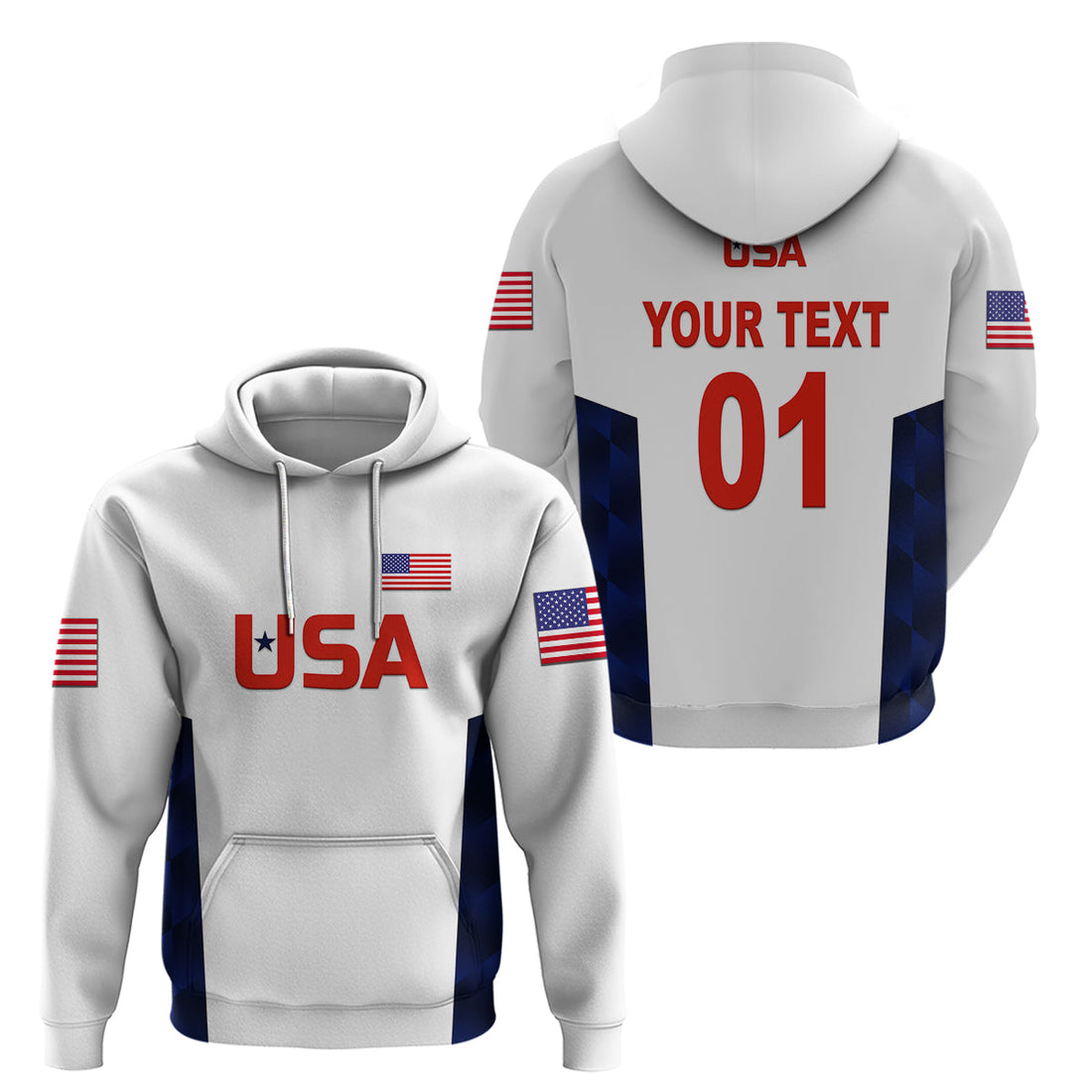 Custom United States National CrickeHoodie Team USA Cricket White LT8