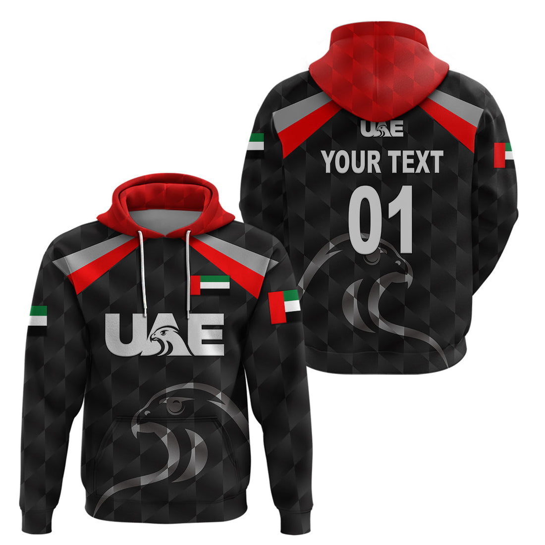 Custom United Arab Emirates UAE CrickeHoodie Falcon Special Black LT8