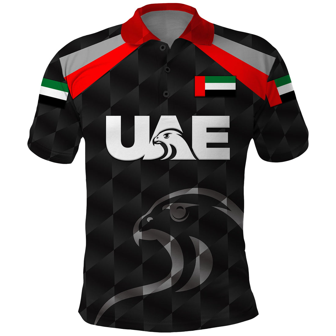 Custom United Arab Emirates UAE Cricket Polo Shirt Falcon Special Black LT8