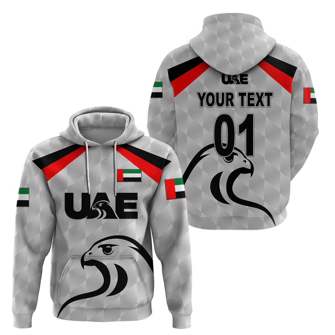 Custom United Arab Emirates UAE CrickeHoodie Falcon Special Grey LT8