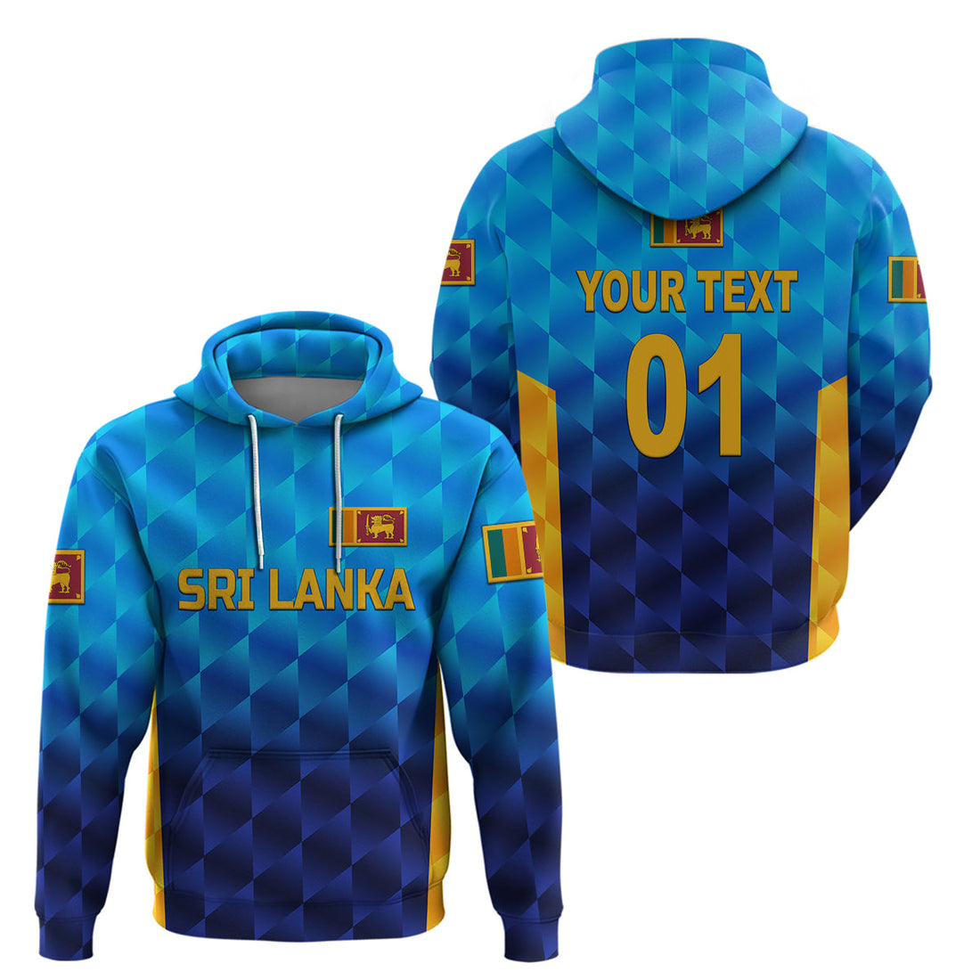 Custom Sri Lanka CrickeHoodie The Lions Unique Gradient Blue LT8