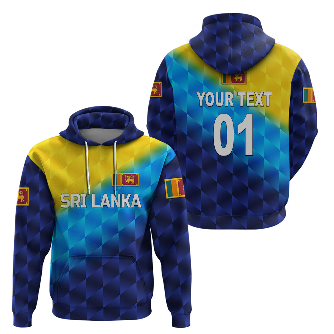 Custom Sri Lanka CrickeHoodie The Lions Special Gradient Blue LT8
