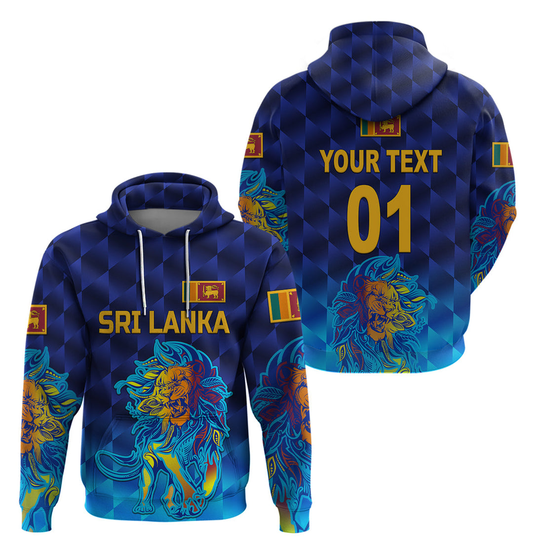 Custom Sri Lanka CrickeHoodie The Lions Pride Version Blue LT8