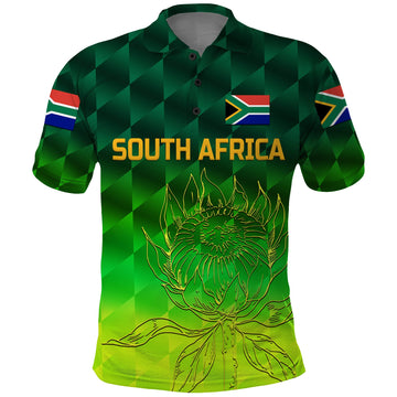 Custom South Africa Proteas Cricket Polo Shirt Simple Gradient Green LT8