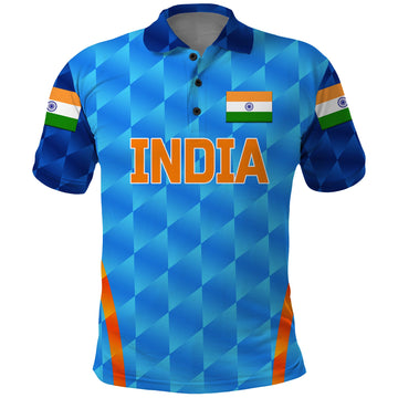 Custom India Cricket Polo Shirt Men In Blue Unique Light Blue LT8
