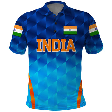Custom India Cricket Polo Shirt Men In Blue Unique Gradient Blue LT8