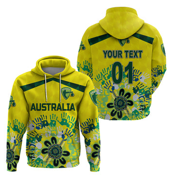 Custom Australia CrickeHoodie Aboriginal Style Unique Yellow LT8