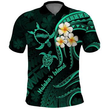 Polynesian Hawaii Polo Shirt Molokai Islands with Pacific Plumeria Turquoise Vibe LT9