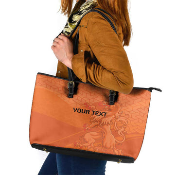 Custom Netherlands Oranje Football Leather Tote Bag Come On Het Nederlands Elftal LT9