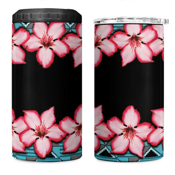African Adenium Multiflorum Flowers 4 in 1 Can Cooler Tumbler with Kente Style LT9