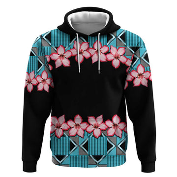 African Adenium Multiflorum Flowers Hoodie with Kente Style LT9