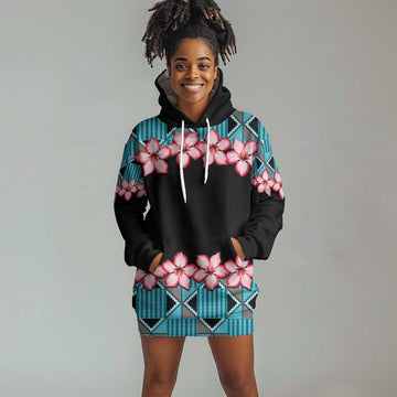African Adenium Multiflorum Flowers Hoodie Dress with Kente Style LT9
